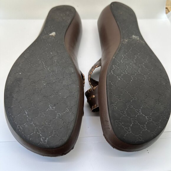 Franco Sarto Brown Leather Braided Strap Womens Slide Sandals Size 10 - Picture 3 of 5